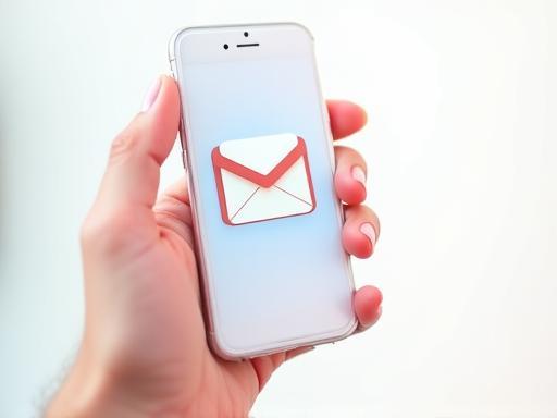 Stylized image of a hand holding a smartphone displaying an email icon, symbolizing newsletter signup.